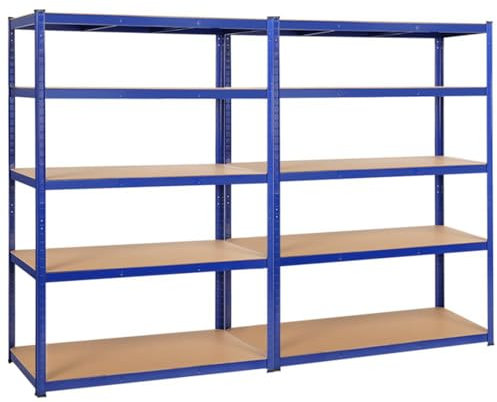Yaheetech 2X Lagerregal mit Verstellbaren Regalböden Schwerlastregal 180 x 240 x 60 cm Je Ablage bis 175 kg Belastbar Blau