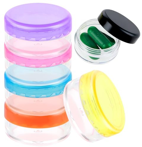 ElevateTech Lot de 6 petites boîtes à pilules de voyage pour sac à main, pilulier de poche, mini boîte de rangement portable pour médicaments quotidiens pour huile de poisson, boîtes de suppléments, 6