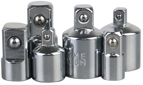 6Pcs/Set Ratcheting Wrench Socket Adapter Reducers Converters Set 1/2inch to 3/8 to 1/4 Hand Tool Socket Adapter Set Tool