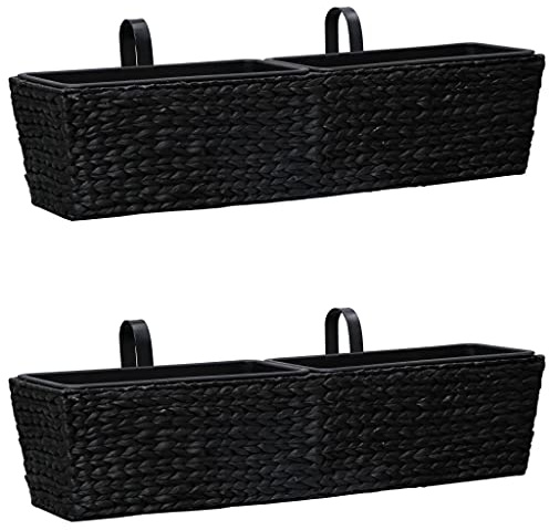 LLEZKBR Lot de 2 pots et jardinières en jacinthe d'eau pour pelouse et jardin Noir