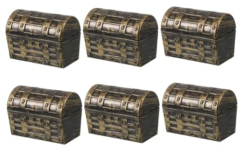 ibasenice 6piezas Cofre De Almacenamiento Pequeño De Joyero Pirata Vintage para Búsqueda del Tesoro Cumpleaños Halloween Suministros para Fiestas Oscuro