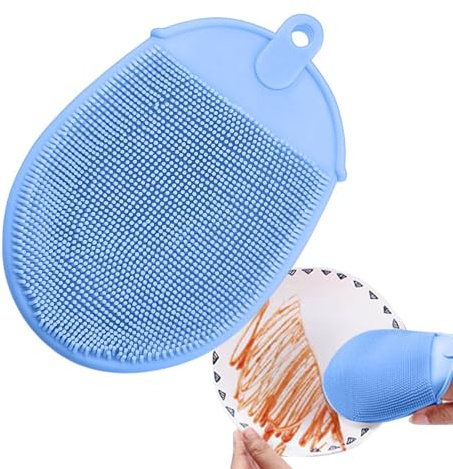 TQEBWUS Silicone Dish Sponges | Silicone Sponge Dish Washing Kitchen Scrubber,Non Stick Dishwashing Scouring Scrub Brush for Household Cleaning Grills Counters Stoves Pots Pans