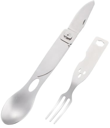 SOPOTUTU Couverts Multifonctions Combinaison Fourchette Cuillère Couteau Portable Léger pour Camping Pique- et Usage Domestique