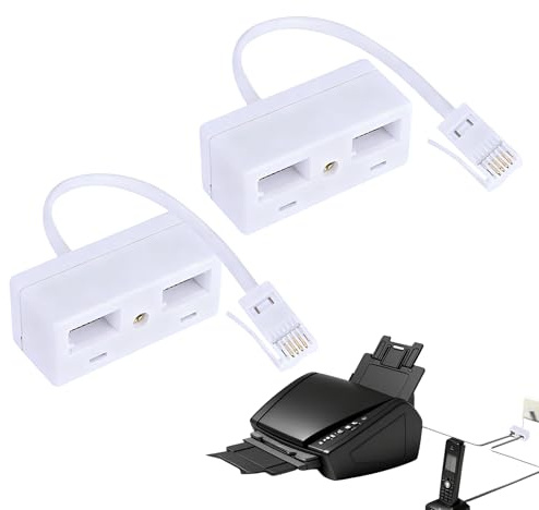 2PCS BT Telephone Splitters 2 Way Sockets Splitter UK Telephone Adapter RJ11 One Male Plug to 2 Female Extender Double Phone Socket Converter for UK Landline Telephone Modem Cable FAX Phone Adapter
