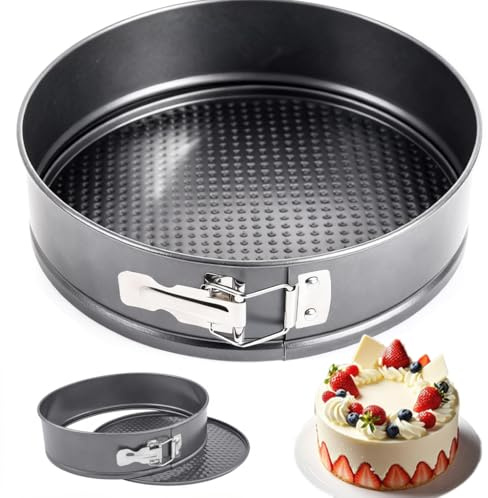 BRIMOREA Molde desmontable redondo de 24 cm, molde de pastel antiadherente redondo, molde para cheesecake, molde pequeño para tartas, tartas, empanadas, pizza, apto para freidora de aire y horno