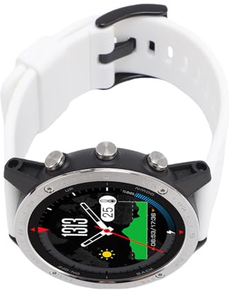 Orologio Intelligente Rotondo, Orologio da Corsa con Cinturino in Silicone Leggero Impermeabile per Camminare (WHITE)