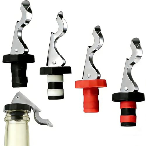 4 PCS Lever-Arm Wine Bottle Stoppers, Bottle Stoppers for Wine Bottles, Reusable Bottle Saver Sealer Wine Stoppers for Corks Beer Spirits Champagne Stopper Vacuum Stoppers for Wine
