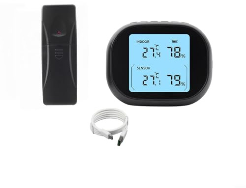 snowchecking Rechargeable Wireless Thermometer and Hygrometer with 3 Remote Sensors, 433MHz Weather Station for Home, USB Charging, -50°C to 70°C Range(One to one)