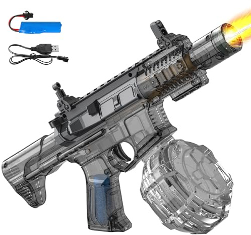 Pistolet à Eau Électrique, Pistolet à Eau Automatique avec Lumières LED Colorées, Tir Continu Haute Pression Portée 6-8m, Jouet Aquatique 300ml pour Adultes Enfants et Fêtes de Piscine