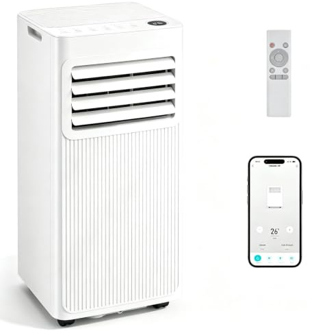 LIFEZEAL Climatiseur Mobile Silencieux, Climatiseur Portable, avec Refroidissement, Déshumidification, Ventilation, Mode Sommeil, Minuterie 24h, Minuterie 24h (9000, BTU, Style2)