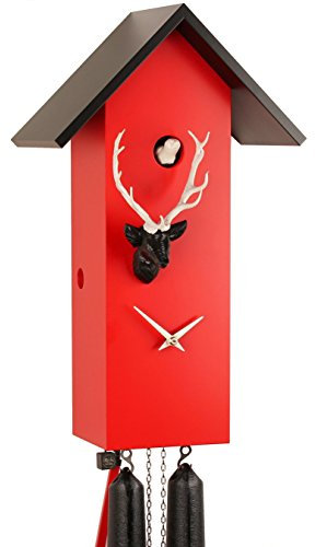 von Eble Uhren-Park Kuckucksuhr Original Schwarzwälder Kuckuckuhr Echtholz mechanisches 8-Tage Laufwerk NEU VDs Zertifikat Romba -Simple Line Red 41cm- SL35H-3/2