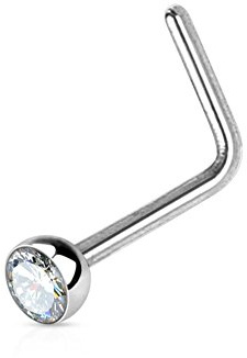Paula & Fritz® L-Form Nasen-Piercing Nasenpiercing-s Nose für Nasenfluegel als Nasenschmuck Nasenstecker Nostril Edelstahl Chirurgenstahl 316L Zirkoniaspitze