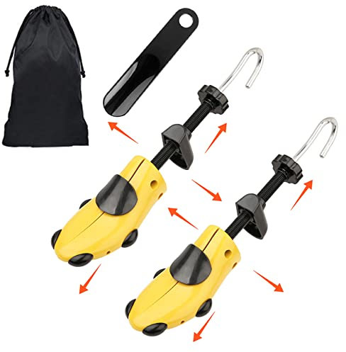 Halcent 1 Paire Embauchoirs Plastique avec Métal Arbre de Chaussure avec Chausse-Pied Embauchoir Homme Femme, Yellow, EU 34-37