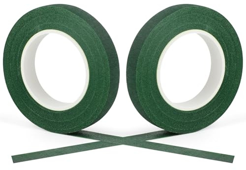DECORA Nastro di carta floreale, 1/2 x 27,4 m, di alta qualità, per avvolgere bouquet di steli e artigianato floreale (verde scuro, 2 confezioni)