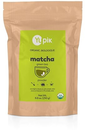 Yupik Organic Japanese Matcha Green Tea Powder 8.8 oz, USDA Certified, Non-GMO, Vegan, Raw, Kosher, Gluten-Free, Rich in Vitamin A, Ideal for Beverages & Baking