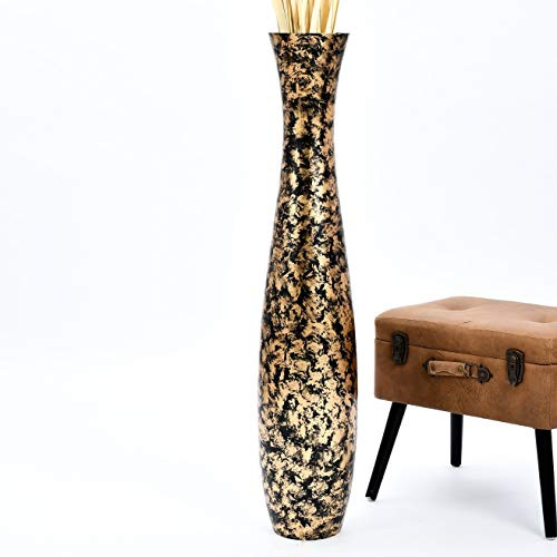 Leewadee Große Bodenvase 105 cm Mangoholz für Pampasgras & Trockenblumen | Dekovase fürs Wohnzimmer, für Zweige & Trockengräser - bruchfester als Keramik, kein Wasser. Boho