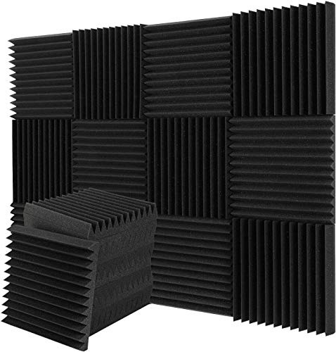 duojin Studio-Akustikschaumstoff, feuerfest, 30 x 30 x 2,5 cm, Schwarz, 24 oder 36 Stück