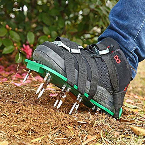 Lawn Aerator, 26 Screw Scarifier Shoes, Portable Lawn Scarifier, Manual Garden Scarifier, Lawn Aeration Shoes Made with 8 Straps for Your Lawn