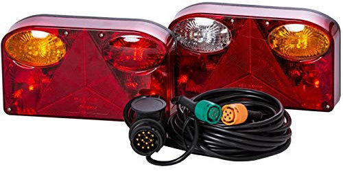 WAMO Rückleuchten Anhänger Set 5 m Kabelsatz mit 13-poligem LED-Stecker für Anhänger, Rot