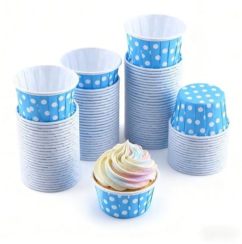 Jenngaoo 100 Stück Mini Muffinförmchen aus Papier, Blau | Kleine Cupcake Liner für Geburtstag, Party, Hochzeit, Hitzebeständig, Vielseitig Einsetzbar, Backzubehör