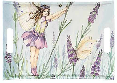 Lashuma Plateau rectangulaire pour boissons 38x27 cm, plateau de pique-nique violet Motif: Elfe, plateau en plastique avec poignées