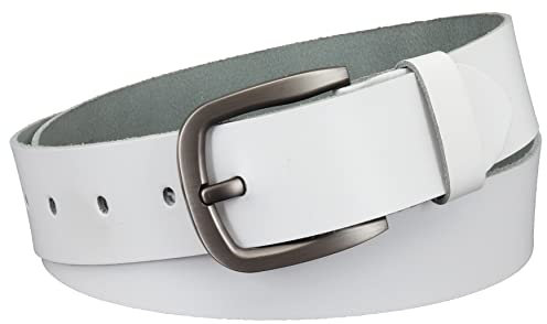 Vascavi Ledergürtel, 4 cm breit, Echtes Leder, Unisex Gürtel für Damen und Herren, MADE IN GERMANY, AM52-SL-Weiss-80