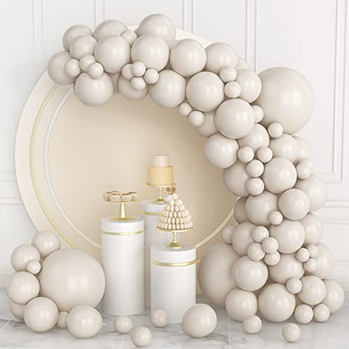100Pcs Palloncini Bianca, Kit Arco Ghirlanda Palloncino Sabbia Bianca 18/12/10/5 Pollici Opaca Palloncini Lattice Di Diverse Dimensioni Per Festa Nuziale Compleanno Baby Shower Laurea Nozze Deco