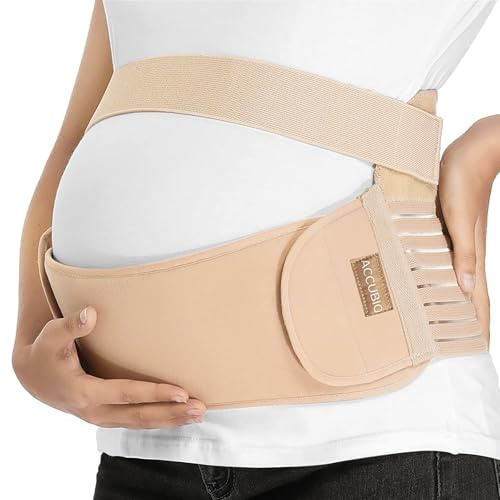 ACCUBIO Maternity Belly Band for Pregnant Women, Maternity Belt, Pregnancy Belly Support Band for Abdomen,Breathable and Adjustable Belly Brace, Relieve Waist and Back Pain (Large)