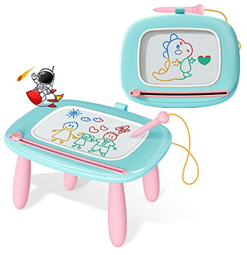 Kikidex Magnetische Zeichenbrett für Kinder von 1 bis 3 Jahren, Spielzeug für Mädchen für Kleinkinder, Geburtstag, Kritzelbrett für Kinder von 1 bis (blau