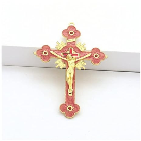 EVANEM Gold Katholische Wandkreuze, Christian Latin Cross Gebetskirche Dekor Hängen Kruzifix (Color : Style 1)