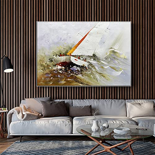 Cuadros Pintados A Mano Sobre Lienzo,Original Pintado A Mano Pintura De Pared Velero Imágenes De Arte Horizontal Sin Marco Pintura Al Óleo Ilustraciones Texturizadas Decoración De Pared Grande Pa
