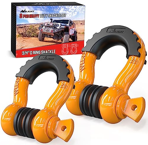 Nilight 2er-Pack 3/4-Zoll-D-Schäkel mit 7/8-Zoll-Schrauben – Bruchlast 41.887 lbs – Robuste langlebige Offroad-Rettungsschäkel mit Isolierscheiben geeignet für Rettungsgurte Winden Geländefahrzeuge