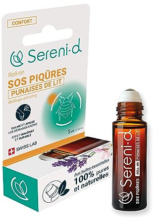 SERENI-D - ROLL-ON CALMANTE PARA PICADURAS DE CHINCHES - Efecto calmante anti-picazón, antiséptico y cicatrizante - Concentrado de aceites esenciales 100% puros y naturales - 5 ml