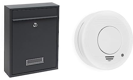 Kippen 10005AN Boîte aux Lettres modèle Mail Anthracite & Smartwares 10.044.62 détecteur de fumée – Capteur Optique – Bouton de Test – 85 DB