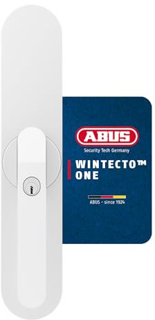 ABUS Fensterantrieb WINTECTO One – Smarter Fenstergriff für Fenster, Balkon- und Terrassentür – mit Alarmfunktion – einfache Montage ohne Bohren – Weiß, gleichschließend (AL0125)