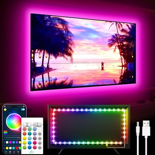 GIPOYENT TV Light Strip, Music Sync LED 3M TV Backlight, 9.8ft RGB Color Changing Light Strip for Home Theater