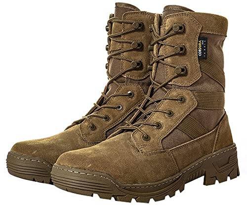 MOooy Botas Tácticas Hombres Militar Impermeable Bota Patrulla Ejército Botas Altas con Cordones Acampar Al Aire Libre Senderismo Bota Combate Desierto Zapatos de Trabajo Seguridad,Mud-EU43