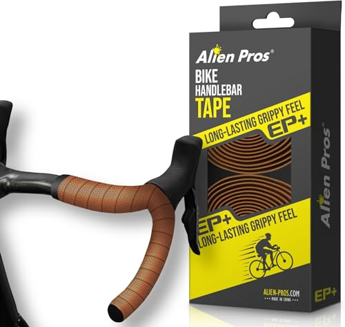 ALIEN PROS Bike Handlebar Tape Brown NEW Model EP+ (Set of 2) - Wrap Your Bike for an Awesome Comfortable Ride - Enhance Your Bike Grip with These EVA PU Plus Bicycle Handle bar Tape, Brown