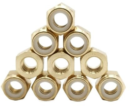 10PCS M2 M3 M4 M5 M6 M8 Messing Nylon Sicherungsmuttern Hülsen Hex Selbstsichernde Hülse Sechskant Kontermutter (Size : M3 10pcs)