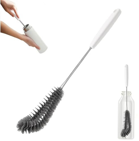 Brosse de nettoyage flexible de 40 cm pour cuisine et salle à manger – Parfaite pour les biberons, les bouteilles de sport, les verres, les tasses, les bocaux et les verres à pied (1 pièce)