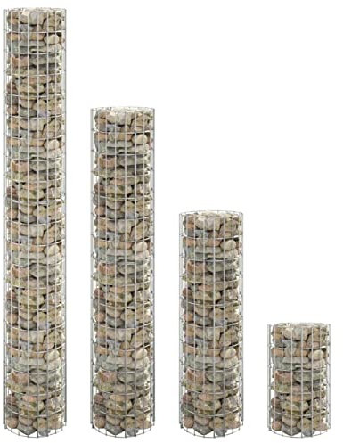 Homgoday Circular Gabion Raised Beds 4 pcs Ø30x50/100/150/200 cm, Gabion Baskets, Metal Gabion Cages for Stones, Garden Decor Wall Partition Set, Gabion Raised Bed