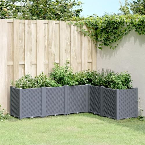 ShGaxin Jardinière Gris 160x120x53 cm polypropylène,Jardiniere sur Pieds,Bac avec Treillis,Jardiniere Terrasse