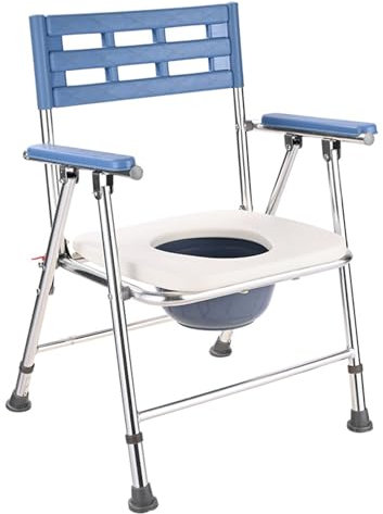 Klappbarer Toilettenstuhl, Tragbarer Toilettensitz, Transportstuhl, Rollstuhl Für Die Toilette Mit Rädern Und Pedalen, Höhenverstellbar, Extra Breiter Toilettenstuhl