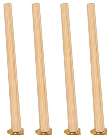 BUETPOX Tischbeine Holz 4 Stück, Rund Schräg Möbelfüße Aus Massivholz Montageplatten Und Schrauben, Ersatz Holzbeine Tischbeine, Für Schrank, Sofa, Stuhl, Couchtisch, TV-Schränke(60cm/23.6in)