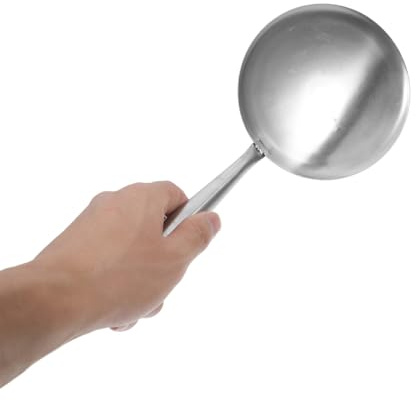 Luxshiny Stainless Steel Tofu Spoon & Multi-Use Kitchen Ladle – Flat Bottom Rice Scooper, Soup and Serving Spoon for Cooking in Home or Restaurants (27 x 11.8 x 2.5 cm)