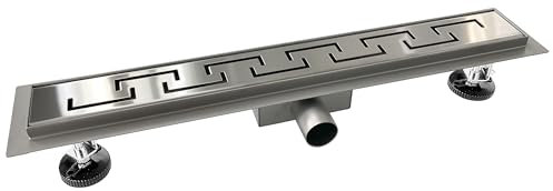 Aica Caniveau de Douche Italienne en Acier Inoxydable, Bonde Douche Rectangulaire 100 cm, Siphon Douche Argent Super Plat, Caniveau Douche Italienne avec Boîte Anti - odeurs avec écran Filtrant