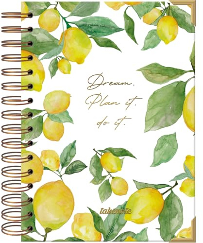 ‎DOHE Dreambook Notizbuch A5 - Blanko Innenseiten, 192 leere Seiten, Größe 15,5 x 21,5 cm, Hardcover, Doppel-Spiralbindung in Gold (Wire’o) - Takenote Agatha