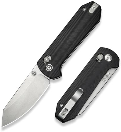 CIVIVI Yonder Taschenmesser Klappmesser mit 7,31 cm 14C28N Klinge & G-10 Griff, Outdoor-Messer mit Clip C23073-1 (Schwarz)