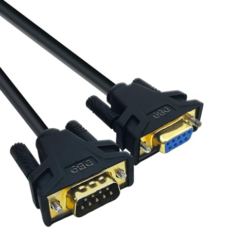 RIKYJIC 9-poliges RS232 DB9 Serielles Kabel COM-Datenkabel für PC, Drucker und andere Geräte (gerade durch M auf F, 20 m)