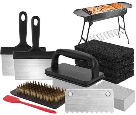 Blackstones - Kit di pulizia per barbecue e barbecue, detergente per griglia da campeggio, 24,5 x 17 x 11 cm, attrezzatura multifunzionale/design ergonomico per uso commerciale